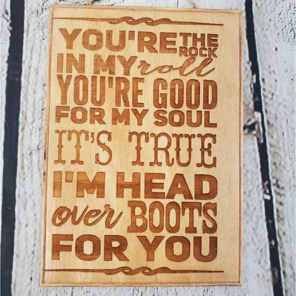 Rock Roll and Boots 7in Wood Sign - Picture 1 of 3